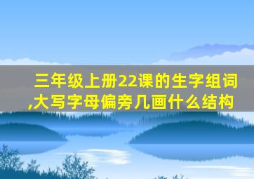 三年级上册22课的生字组词,大写字母偏旁几画什么结构