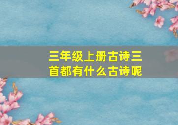 三年级上册古诗三首都有什么古诗呢