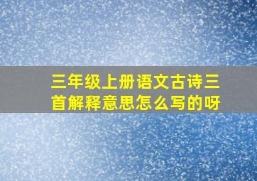 三年级上册语文古诗三首解释意思怎么写的呀