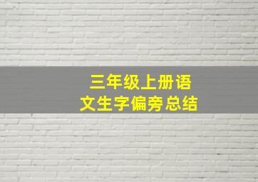 三年级上册语文生字偏旁总结