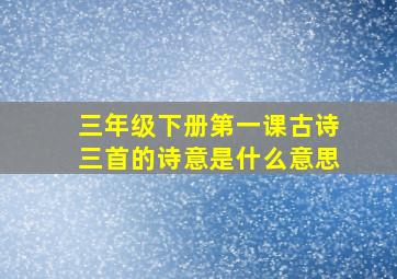 三年级下册第一课古诗三首的诗意是什么意思