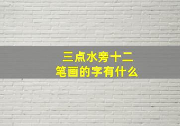 三点水旁十二笔画的字有什么