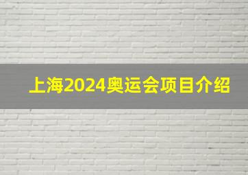 上海2024奥运会项目介绍