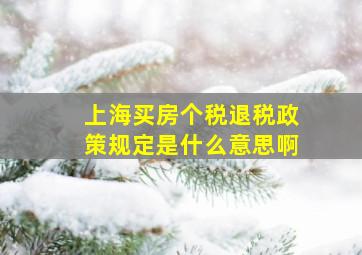 上海买房个税退税政策规定是什么意思啊