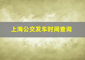 上海公交发车时间查询