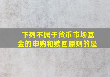 下列不属于货币市场基金的申购和赎回原则的是