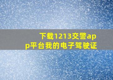 下载1213交警app平台我的电子驾驶证