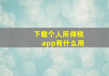 下载个人所得税app有什么用