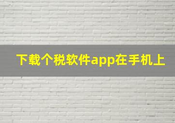 下载个税软件app在手机上