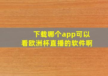 下载哪个app可以看欧洲杯直播的软件啊