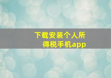 下载安装个人所得税手机app