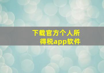 下载官方个人所得税app软件