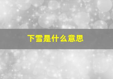 下雪是什么意思