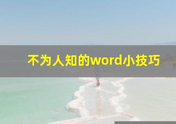 不为人知的word小技巧