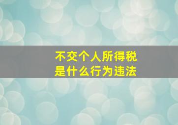 不交个人所得税是什么行为违法