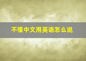 不懂中文用英语怎么说