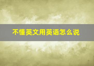 不懂英文用英语怎么说