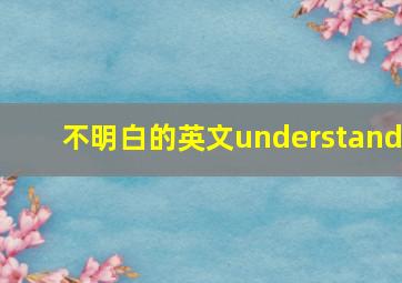 不明白的英文understand