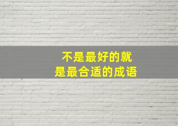 不是最好的就是最合适的成语