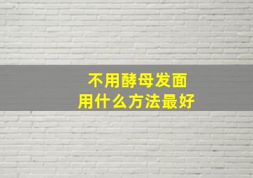 不用酵母发面用什么方法最好