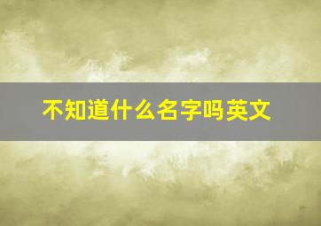 不知道什么名字吗英文