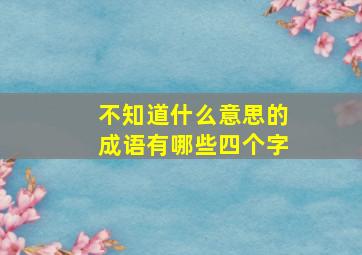 不知道什么意思的成语有哪些四个字