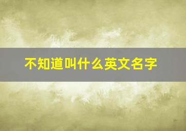 不知道叫什么英文名字