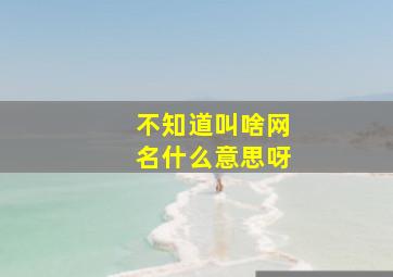 不知道叫啥网名什么意思呀