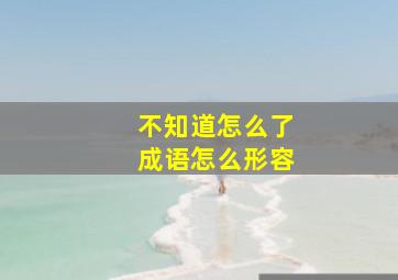 不知道怎么了成语怎么形容