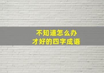 不知道怎么办才好的四字成语