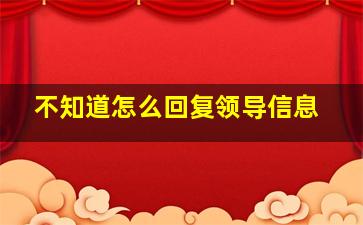 不知道怎么回复领导信息