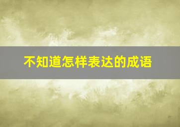 不知道怎样表达的成语