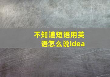 不知道短语用英语怎么说idea