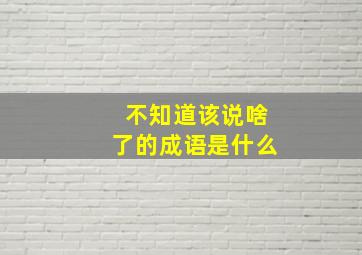 不知道该说啥了的成语是什么