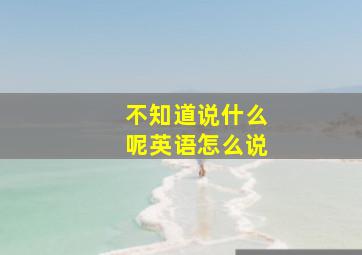 不知道说什么呢英语怎么说