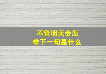 不管明天会怎样下一句是什么