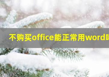 不购买office能正常用word吗