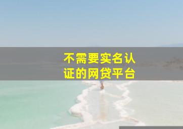 不需要实名认证的网贷平台