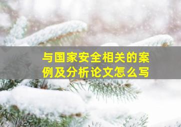 与国家安全相关的案例及分析论文怎么写