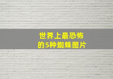 世界上最恐怖的5种蜘蛛图片