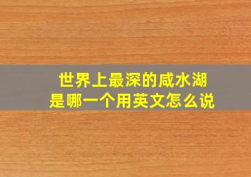 世界上最深的咸水湖是哪一个用英文怎么说