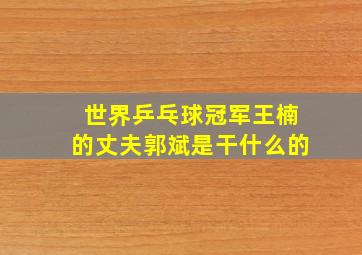 世界乒乓球冠军王楠的丈夫郭斌是干什么的