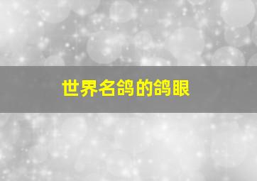 世界名鸽的鸽眼