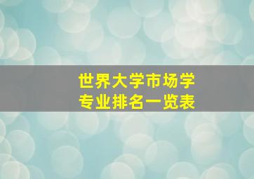 世界大学市场学专业排名一览表