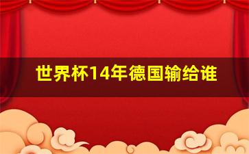 世界杯14年德国输给谁