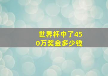 世界杯中了450万奖金多少钱