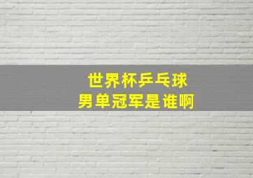 世界杯乒乓球男单冠军是谁啊