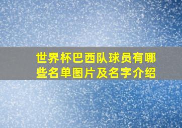 世界杯巴西队球员有哪些名单图片及名字介绍