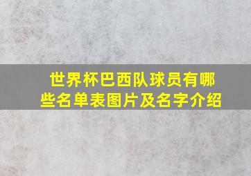 世界杯巴西队球员有哪些名单表图片及名字介绍