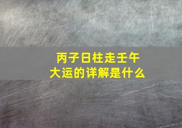 丙子日柱走壬午大运的详解是什么